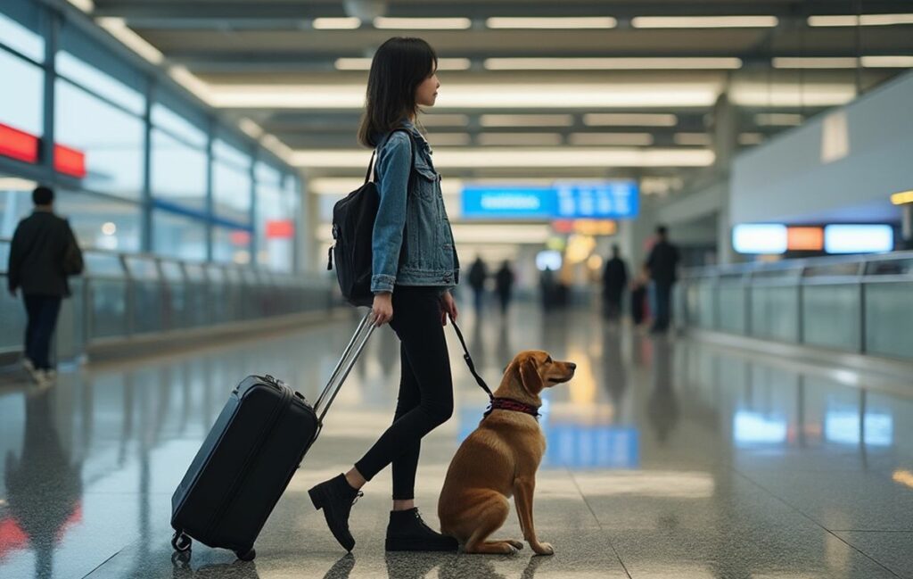 voyager avec son chien au Japon photo à l'aéroport